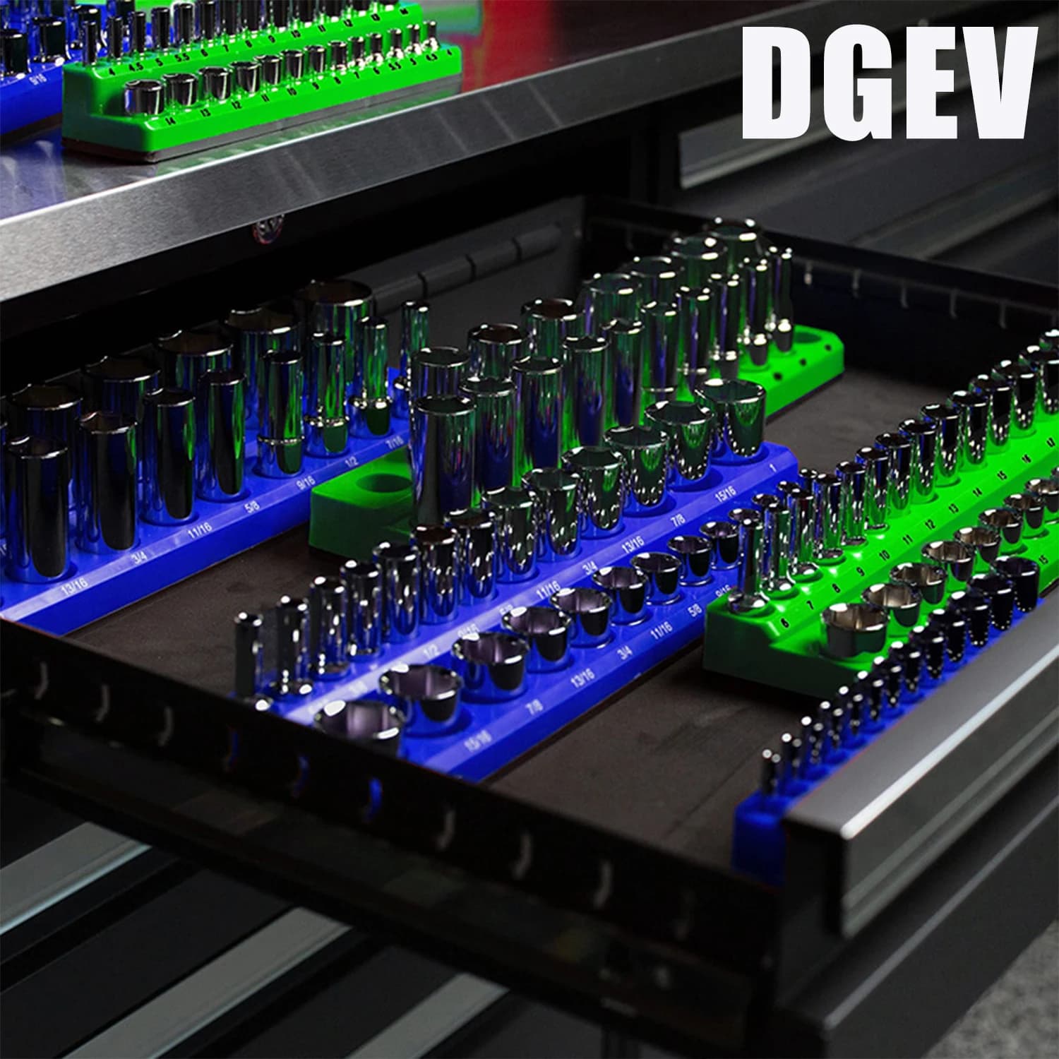 DGEV 3PCS Supporto per presa magnetica professionale 1/4 "3/8" 1/2 "pollici Drive metrico/presa Organizer Kit di strumenti per l'installazione di stoccaggio