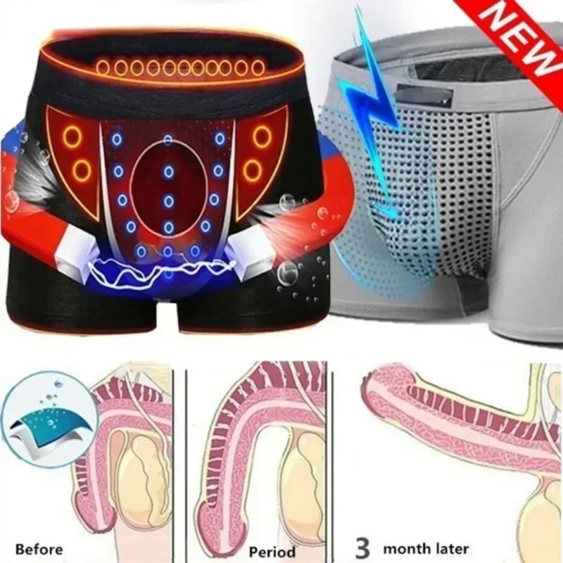 Set di 3 Boxer da Uomo con Terapia Magnetica, Versione Migliorata con 22 Magneti, Taglie L-6XL, Intimo Antidolore e Salutare, Traspirante, Stile Brasiliano