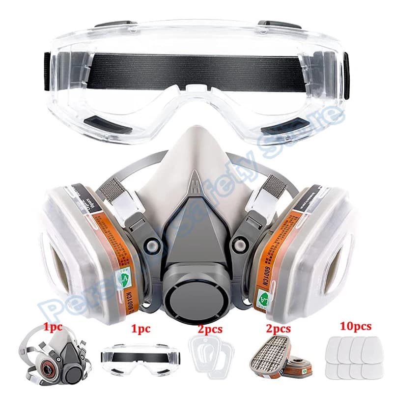 6200 Anti-dust gas mask Anti-dust safety glasses Black Half-faced gas breather Epoxy Resin Painting Spray polishing Safety at work