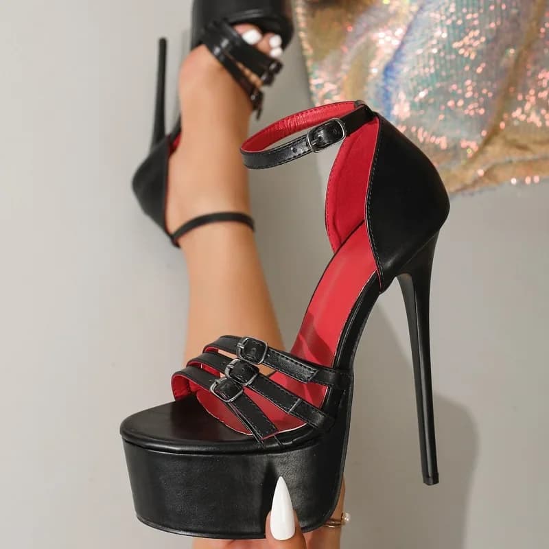 Eilyken Street Style Super Stiletto Tacchi alti Sandali da donna a fascia stretta Cinturino con fibbia estiva Scarpe da ballo da discoteca