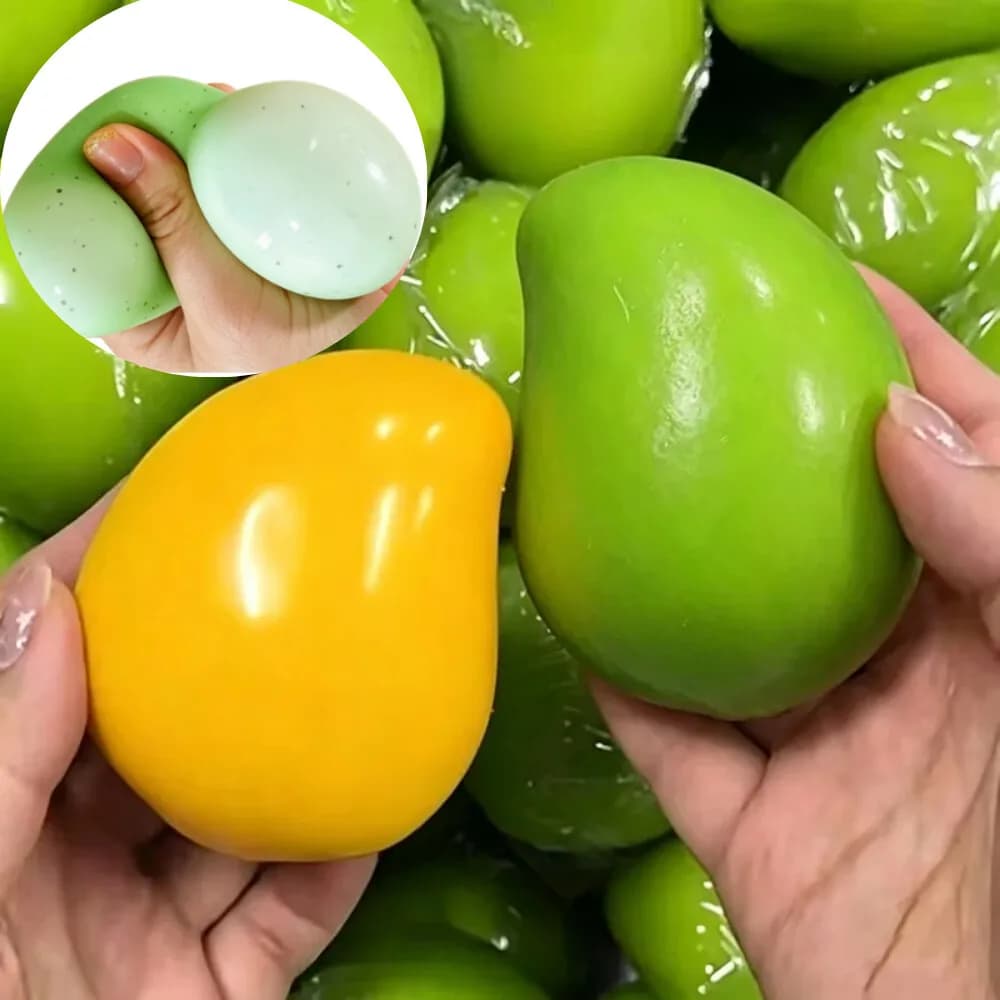 @2026 Handmade Soft Mango Stress Ball Fidget Toy Crunchy Squeeze Ball Round Blocks Filled ASMR Anti Stress Toys for Adults Kids