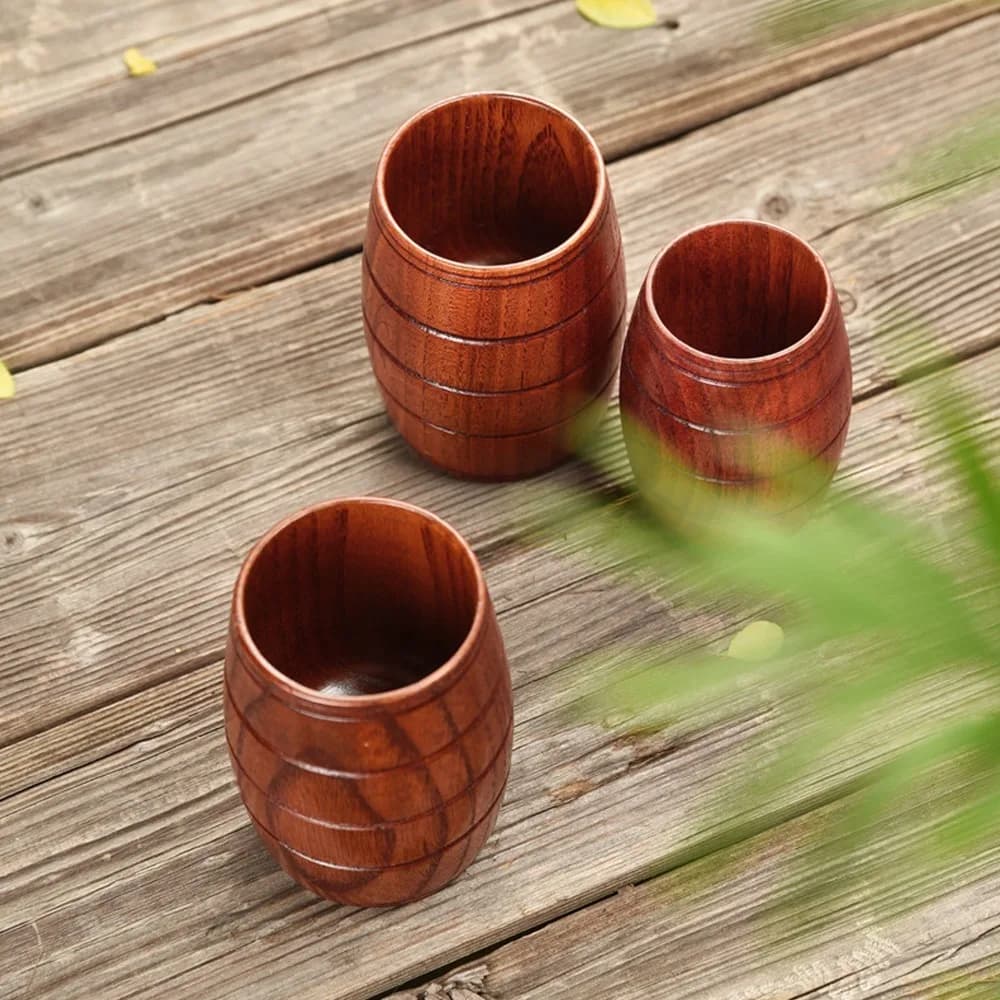 Tazza da Birra in Legno Leggera, Liscia e Cilindrica, Tazza per Latte Lucida, Sicura per Alimenti, per Ristoranti e Hotel