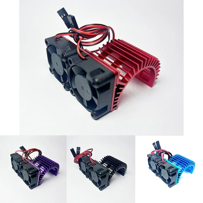 Aluminum Alloy Motor Heatsink with Dual Fans - for 540/550/3650-3670 (36mm) - 5V-7.4V Cooling System - 1/8-1/10 RC Upgrade