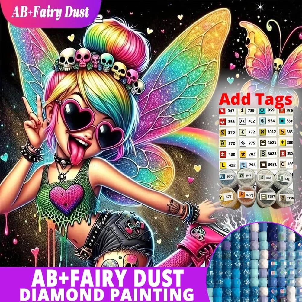 AB Fata Polvere Nuovo Arrivo Diamante Ricamo Ragazza Ritratto Elfo Mosaico Fai da Te Farfalla Immagine Strass Pittura Fatta a Mano Hobby