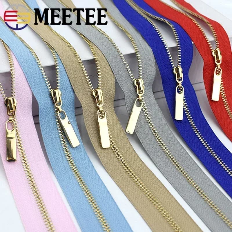 2 pezzi 3 # Cerniere in metallo per cucire 40/50/60/70cm Borsa aperta con cerniera Jeans Giacca Abbigliamento Zip Kit di riparazione Accessori per indumenti fai da te