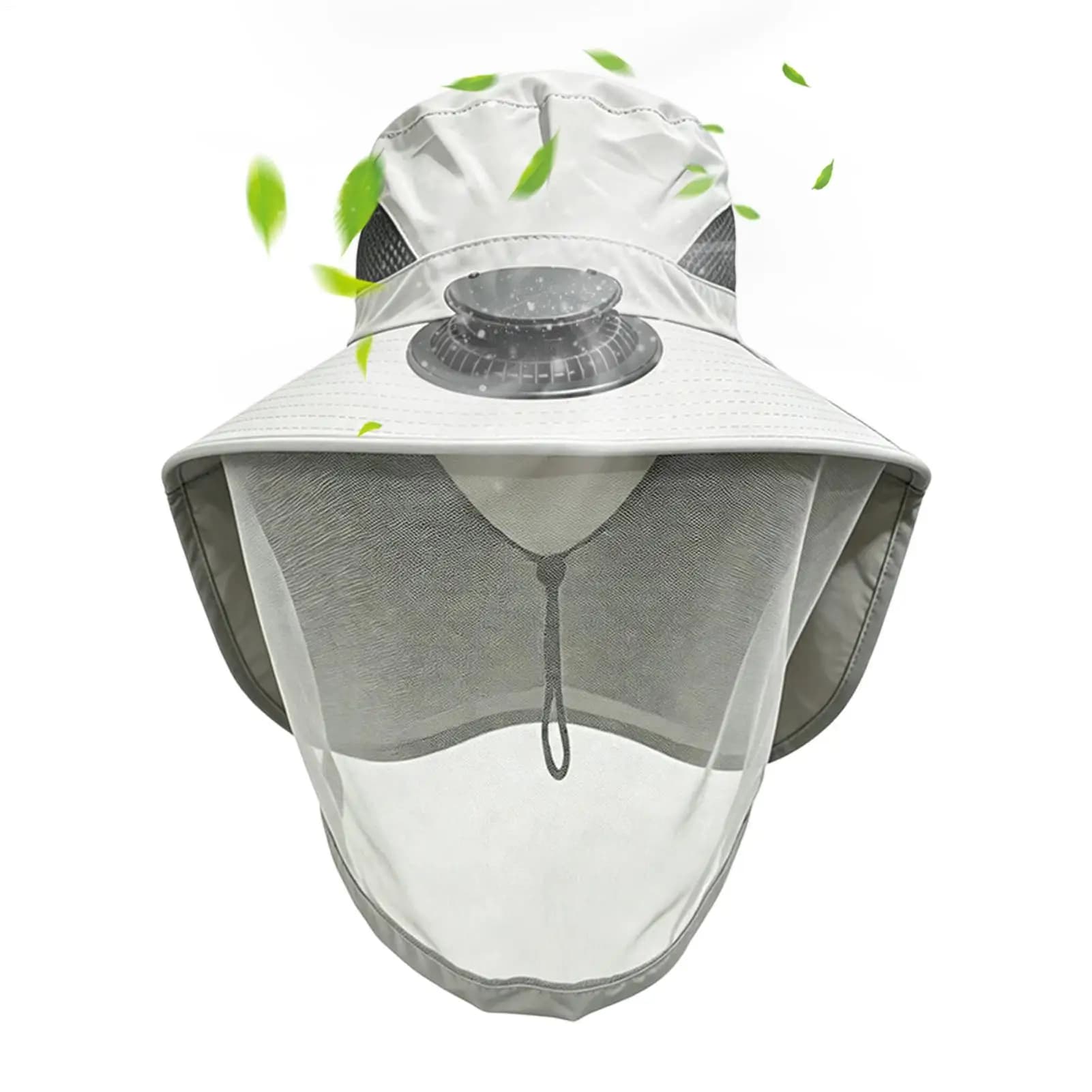 Solar Wide Brim Fishing Fan Hat W/Gnat Net Breathable Cooling Headgear Built-in Solar Fan Anti Mosquito Net Sun Protection Hat