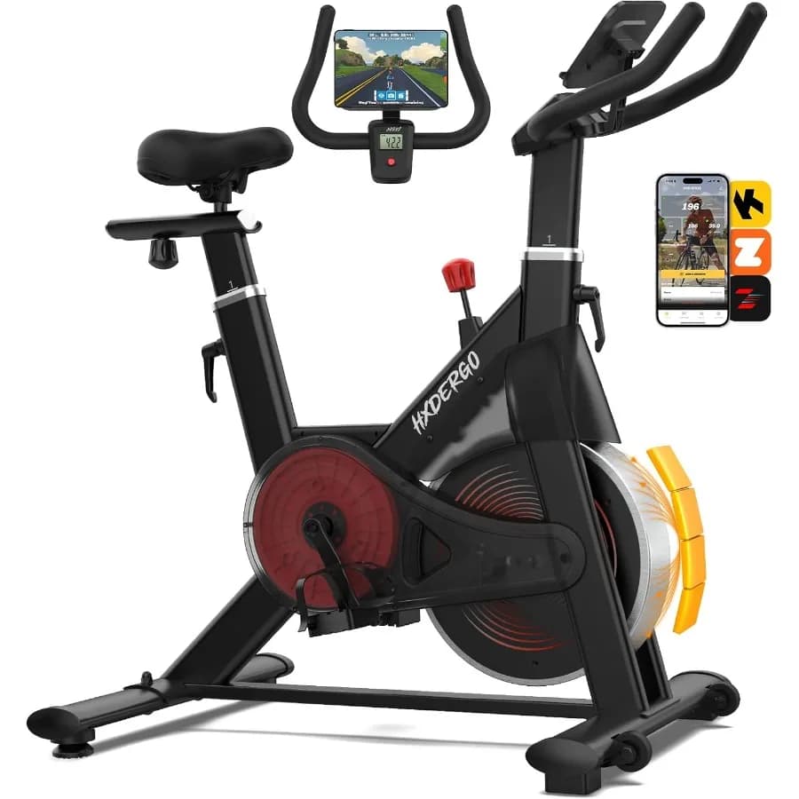 Cyclette con Resistenza Magnetica per Uso Domestico, Trasmissione a Cinghia Silenziosa, Resistenza Regolabile, Compatibile con App