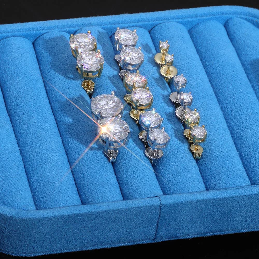 Orecchini a lobo HHIOK in moissanite da 3/4/5/6/7/8/10 mm, in argento sterling 925, stile classico e semplice, con chiusura a pressione, regalo di nozze