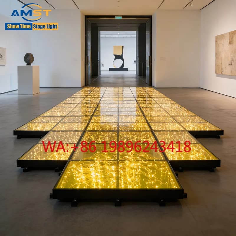 Pannello LED 3D Infinity con Stelle Oro/RGB per Pista da Ballo, Connessione Magnetica, Controller 408SD, per Matrimoni, Club, Eventi, Feste, Palcoscenici