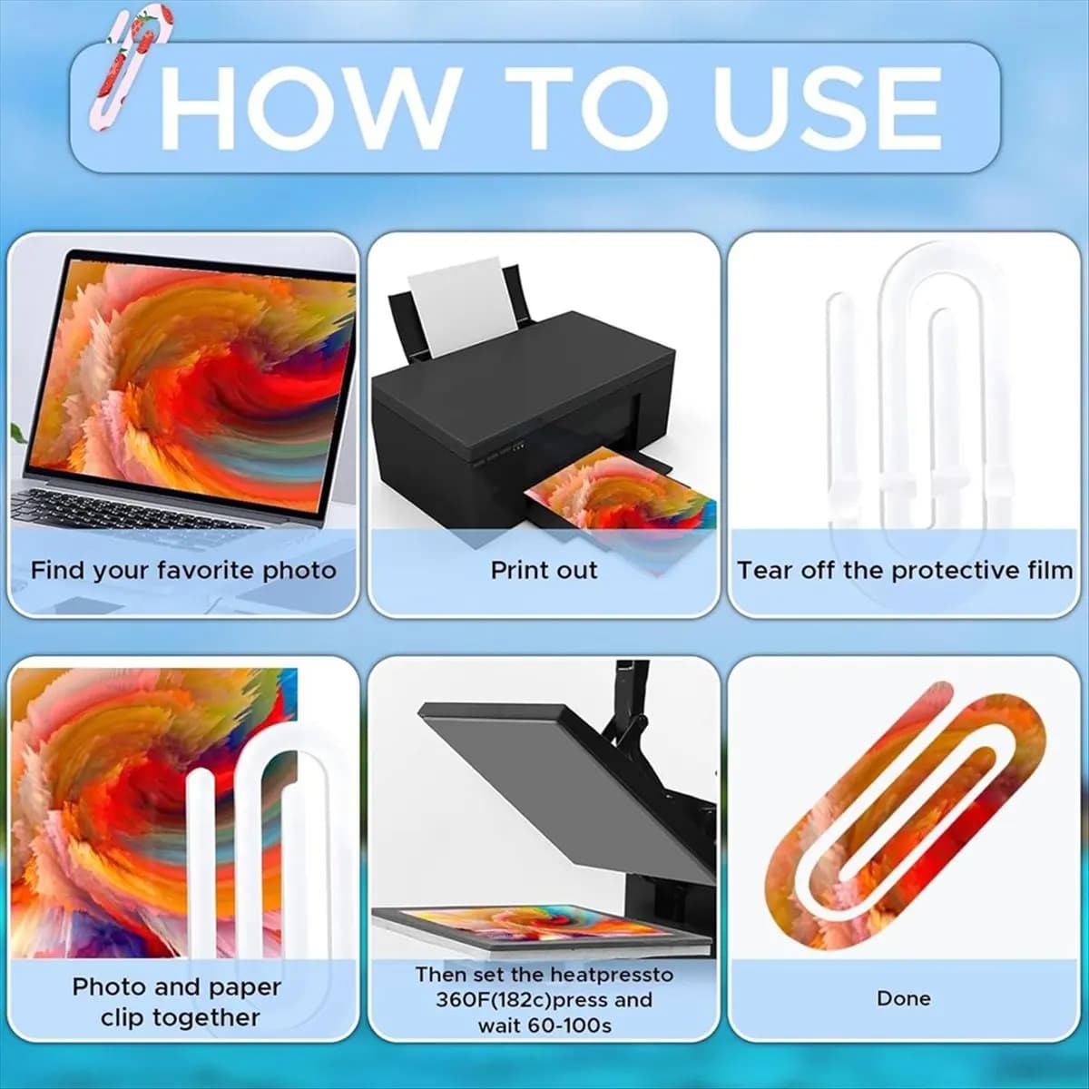 PROMOTION!12 Pack Sublimation Paper Clips Acrylic Swirl Design -for DIY Crafts, Book Lovers, & Home Use