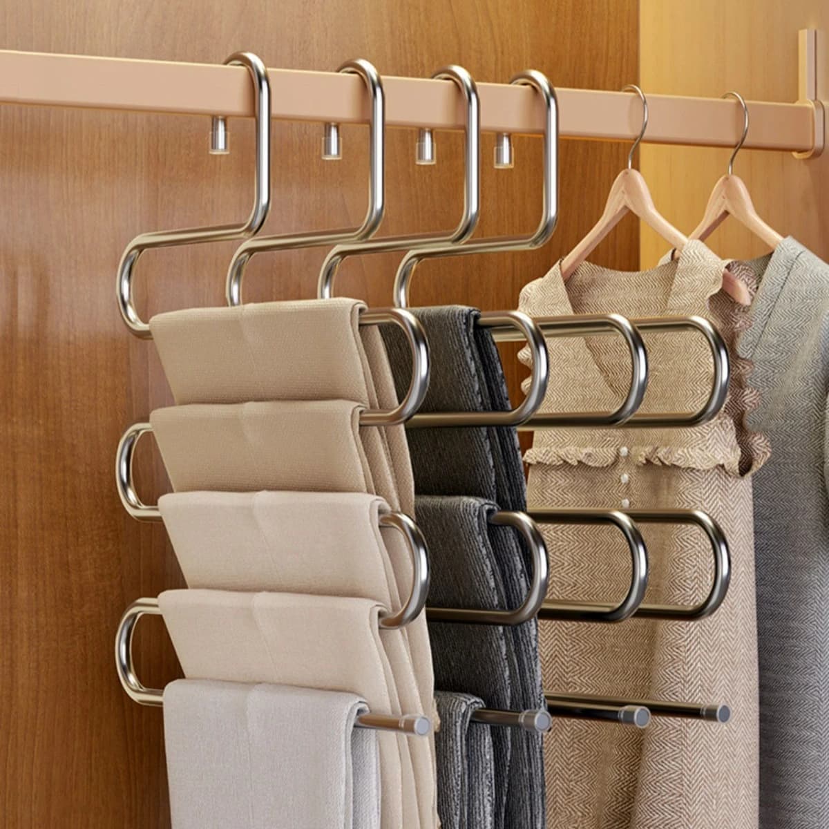 Multifunction Anti-slip hanger, Pants rack with Multi-function Hanging and Conservation Functions, Folding rack for Wardrobe