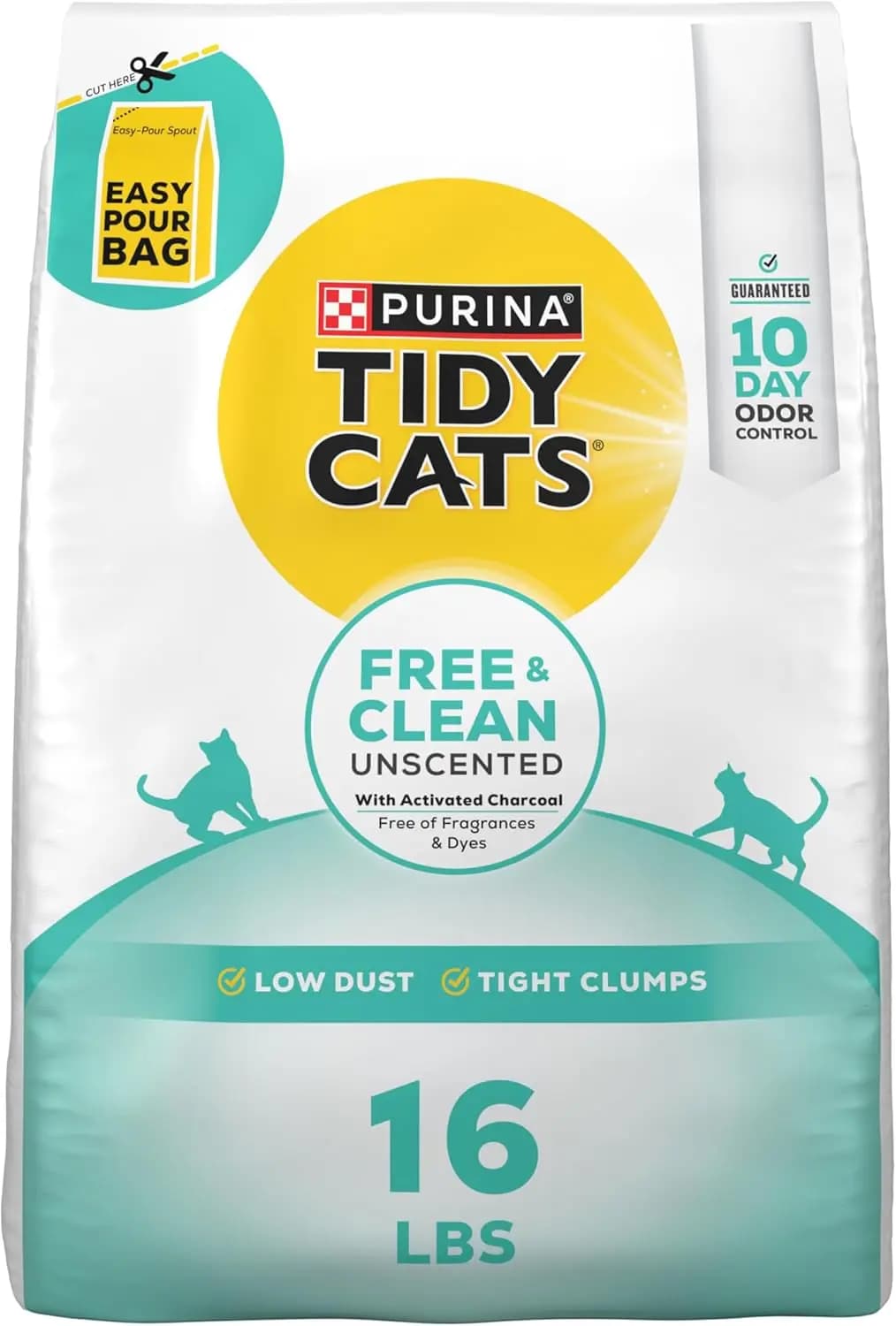 Clumping Cat Litter Odor Control, Free and Clean Unscented Multi Cat Litter - 16 Lb. Bag