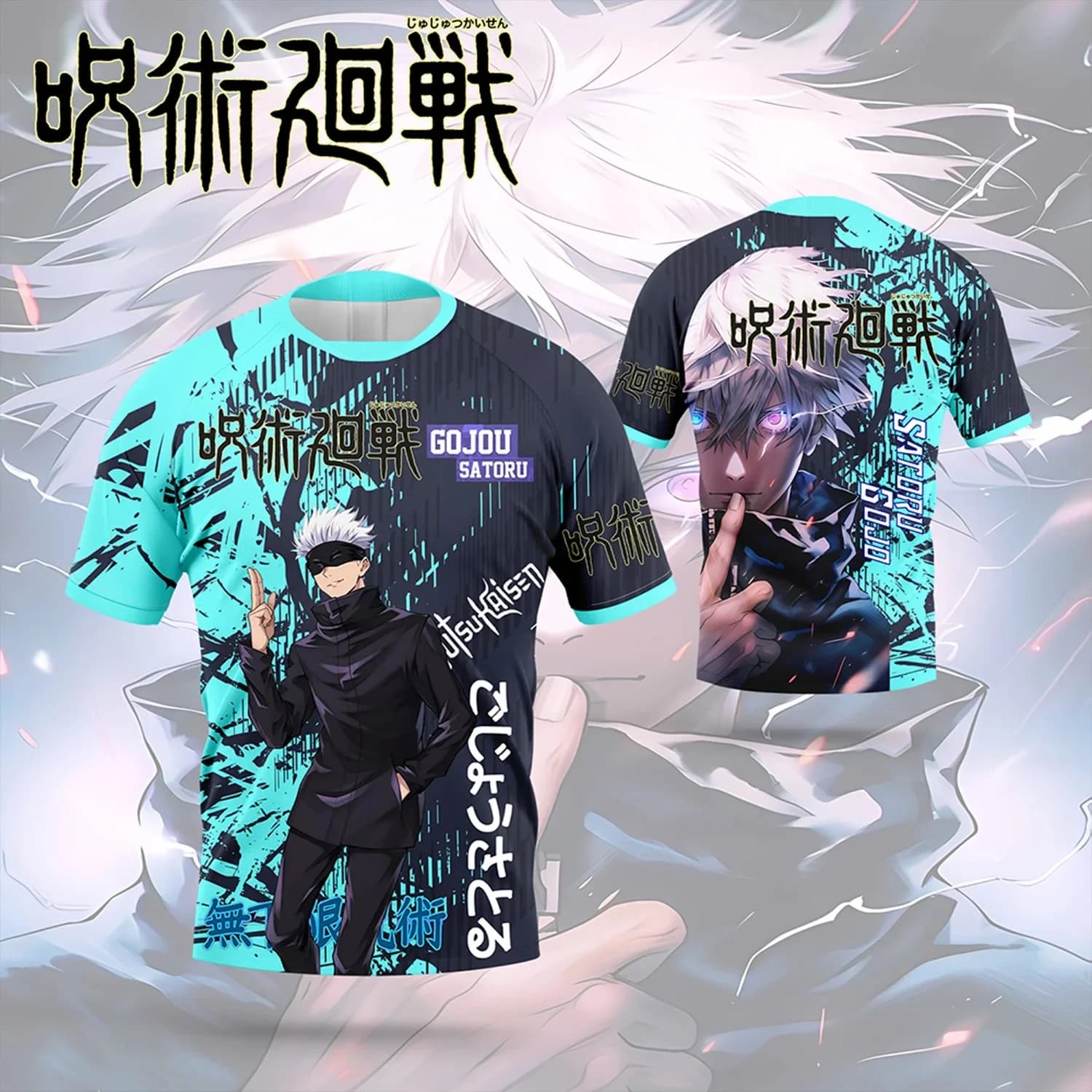 T-shirt 3D stampate in stile Harajuku di Jujutsu Kaisen, da uomo e da donna, con grafica anime di Satoru Gojo e Rick Lover, casual e streetwear.