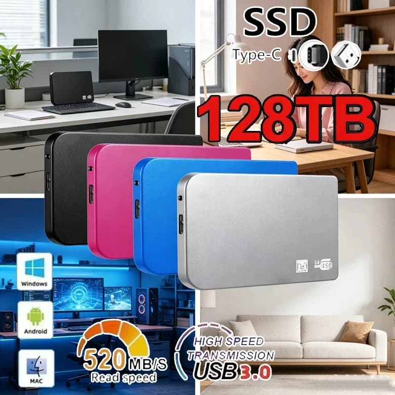 USB3.0 Hard Drive Enclosure ABS High Speed External HDD SSD Case, Portable Mobile Storage Box With Cable For Laptop Desktop