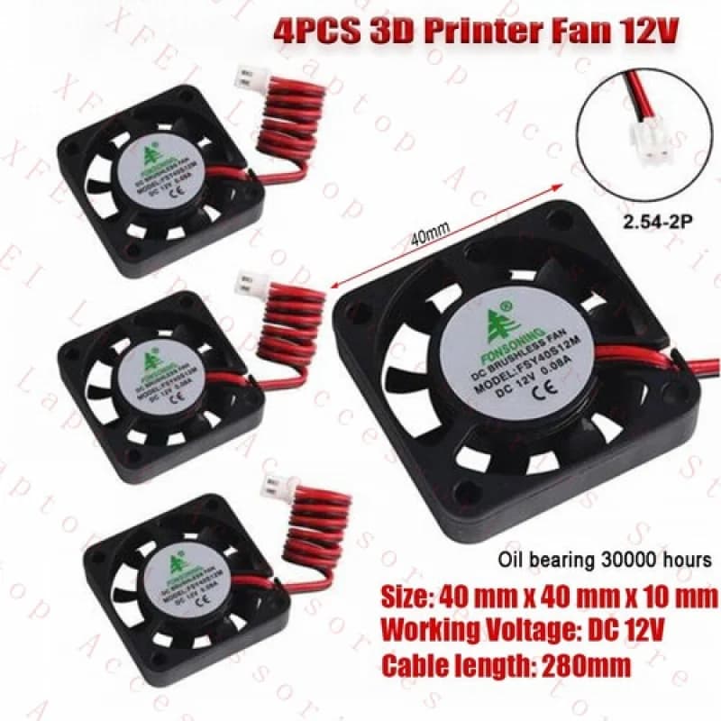F 4X 12V Stampante 3D per laptop DVR 40mm FSY40S12M Ventola di raffreddamento per case del computer 40mm 0,08A