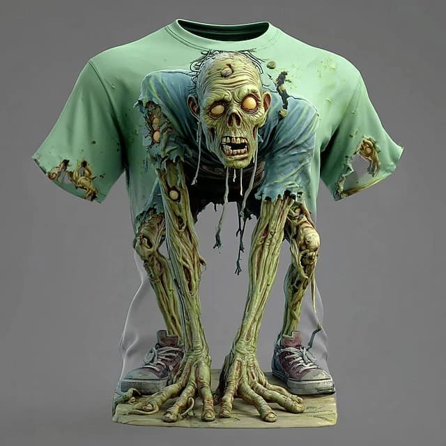 Men's Skeleton Zombie 3D Printed T-shirt Summer Outdoor Casual Horror Pattern Short Sleeve Kids Children's Top Y2k Men Clothing