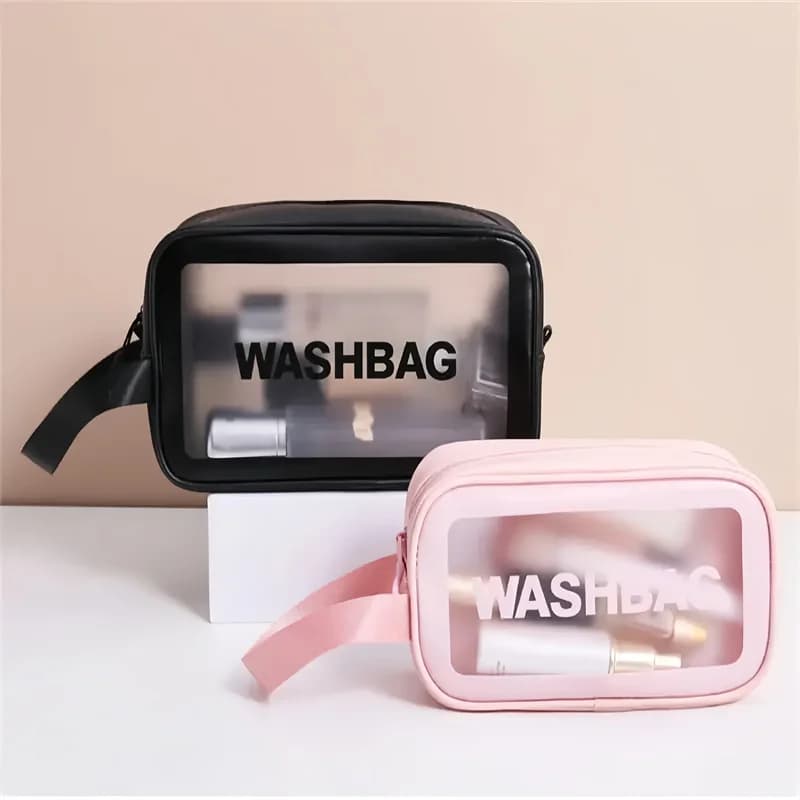 Portable Travel Bag for Women's Transparent Waterproof Makeup Case For Cosmetics Large Capacity Pu Material