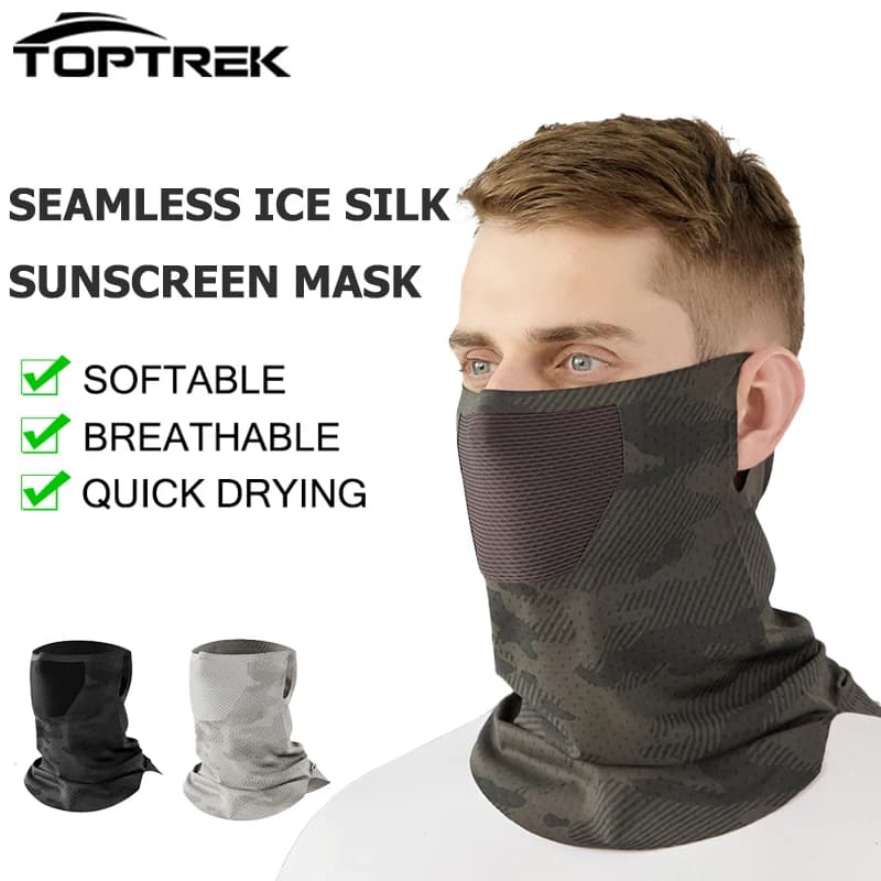Ice Silk Neck Gaiter Face Mask Seamless Breathable Sun Protection Balaclava Quick Dry UV Protection Face Cover Cycling Fishing