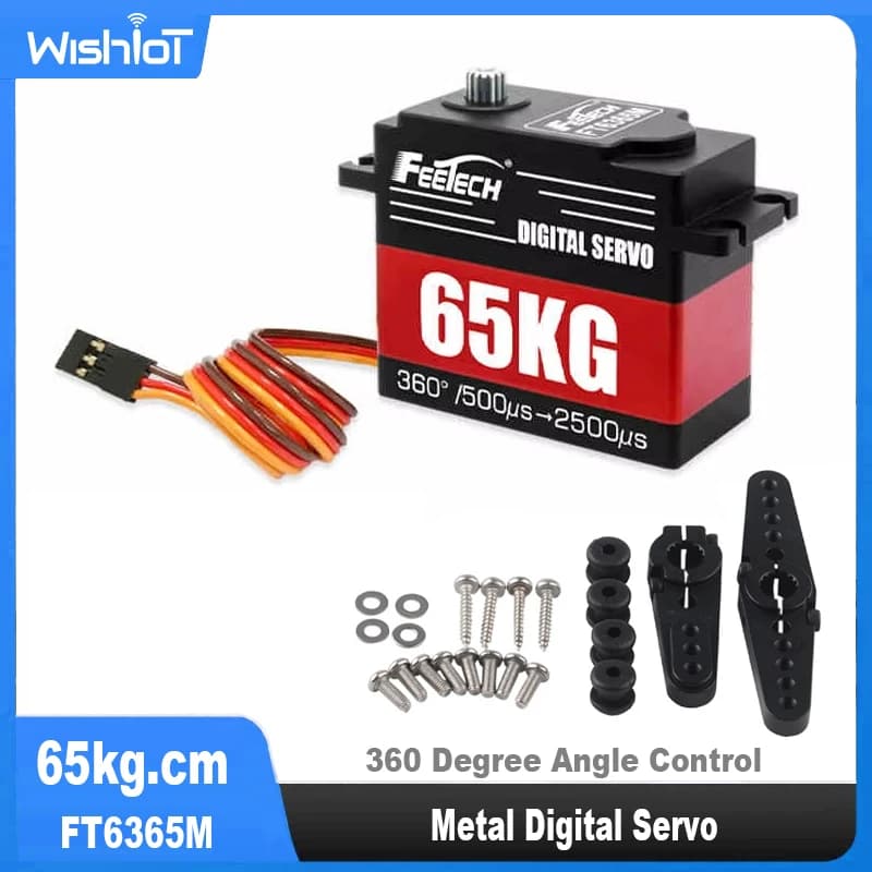 65KG Servo Digitale 12bit Codificato Magnetico Angolo di 360 Gradi Controlabile 7.4V Full Metal Steel Gear Per RC Auto Elicottero FT6365M