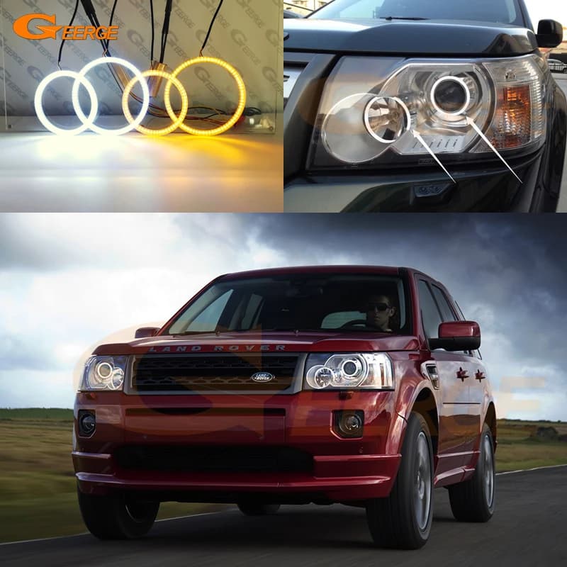 Per Land Rover Freelander 2 LR2 L359 2006 - 2011 Ultra Luminoso Doppio Colore Luce diurna Indicatori di direzione LED Angel Eyes Kit Halo Anelli