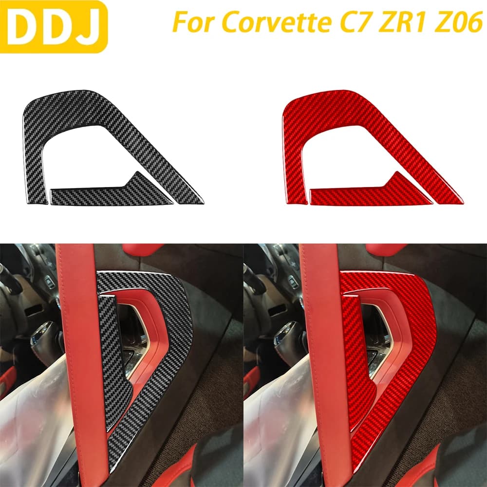 For Chevrolet Corvette C7 ZR1 Z06 2014-2019 Auto Accessories Carbon Fiber Interior Door Decorative Panel Adhesive Cover Decoration