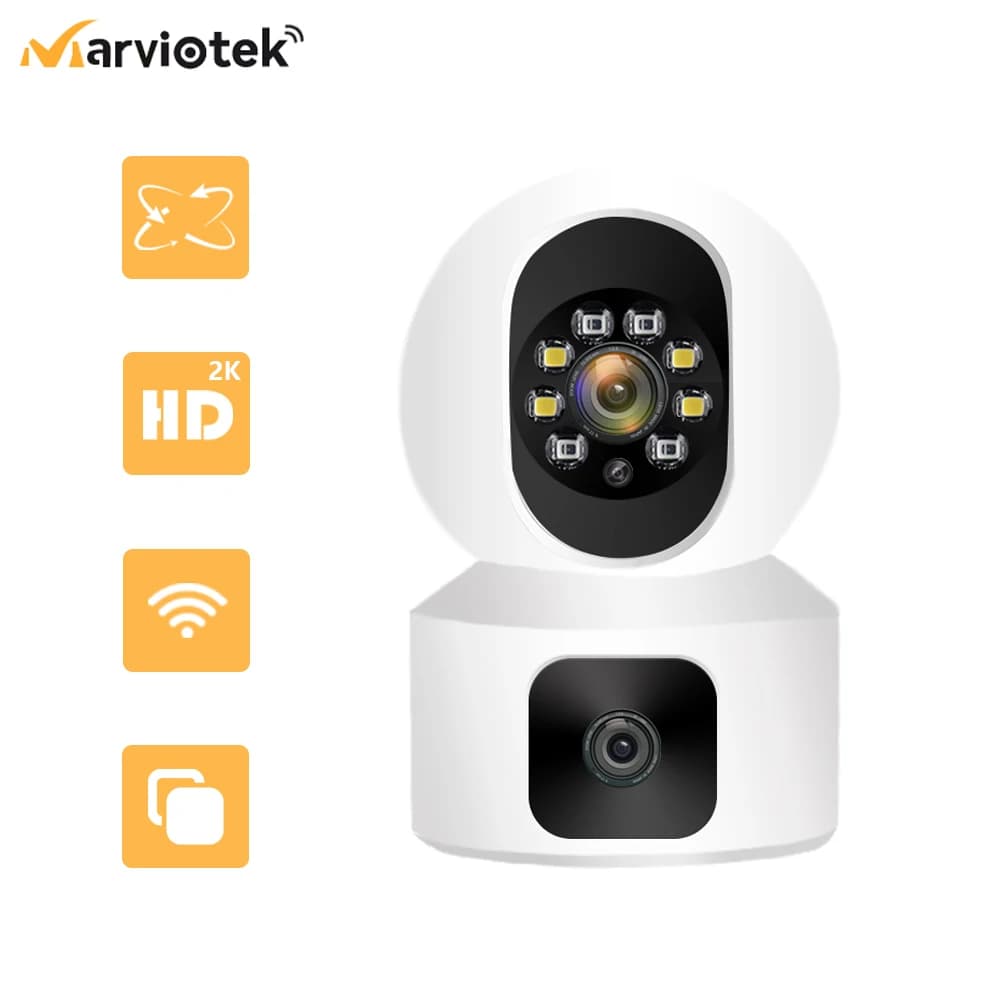 2K Wifi Survalance Camera Icsee Daul Lens Ptz Kamera Wi Fi Baby Monitor Daul Screen Cam per Smart Home Video Security Protection