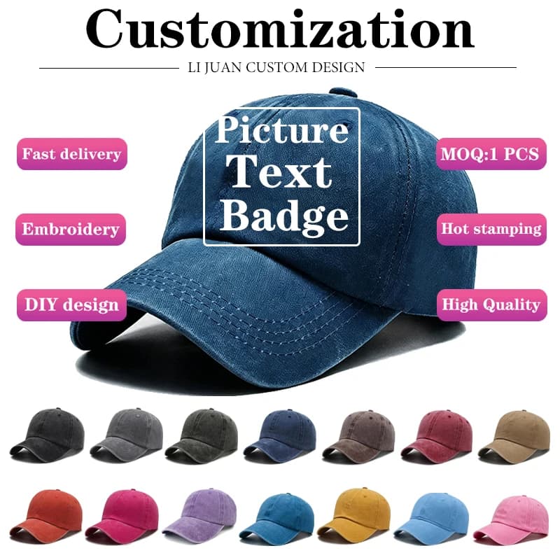 Custom Washed Duckbill Cap Men Baseball Hat Summer Retro Women Sun Shading Versatile Fashionable Personalized and Small in Size