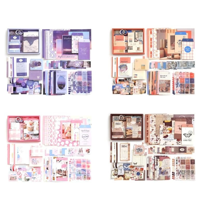 Vintage Scrapbook Kits Tape Sticker Background Paper Journaling Supplies