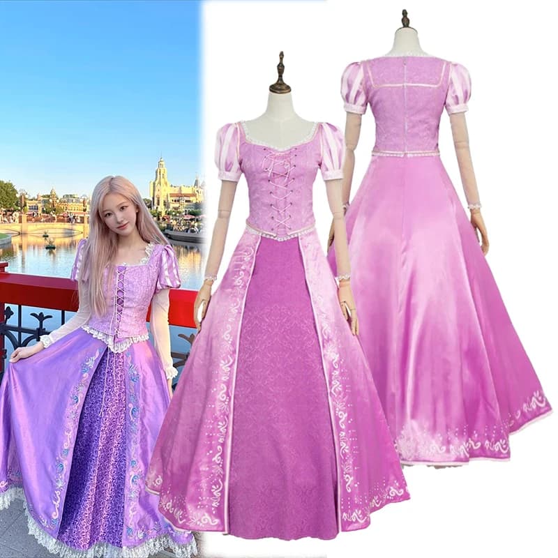 Rapunzel Costume for Adults Women, Tangled Princess Purple Dress Halloween Cosplay Outfit, Carnival Party Formal Dress