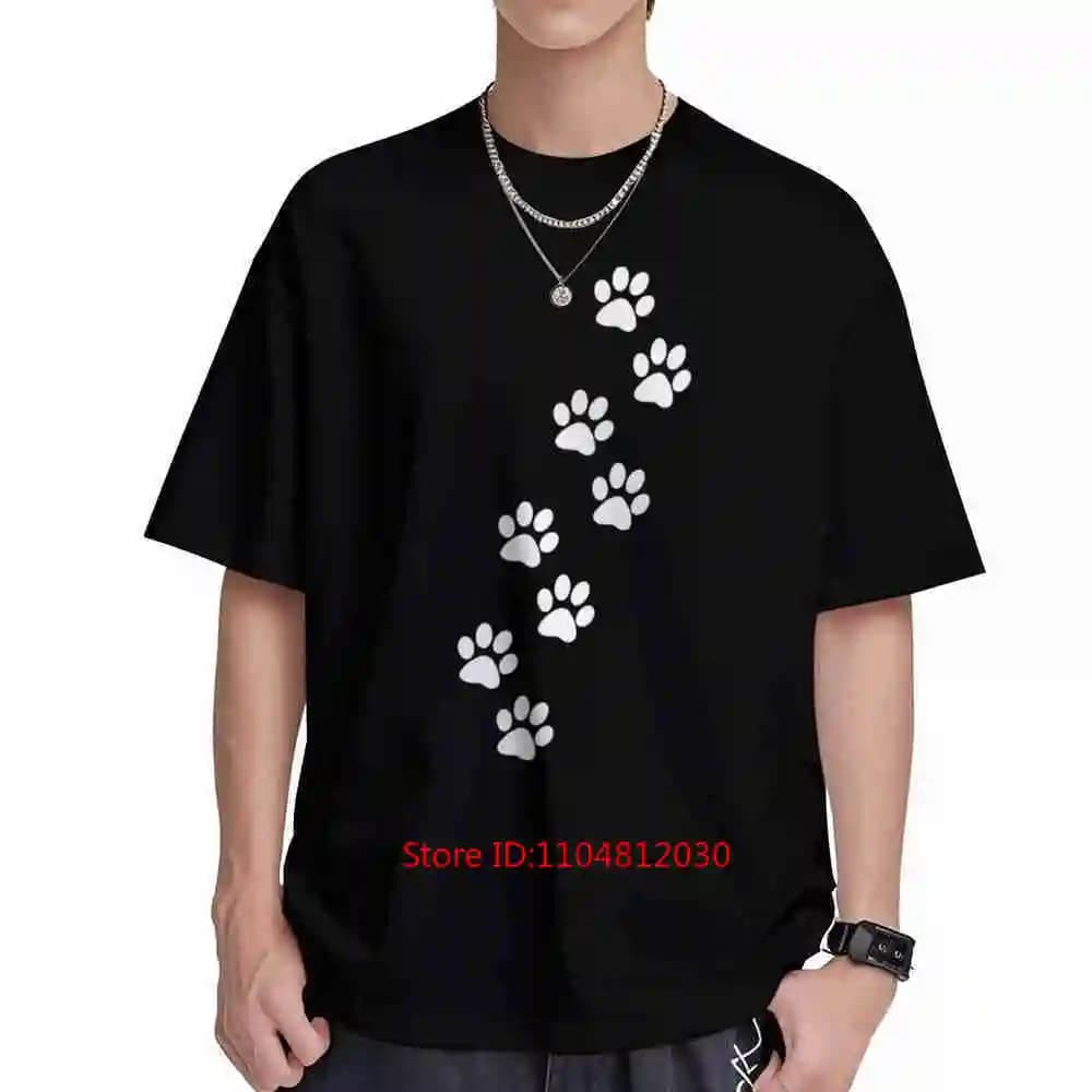 Black Paw Print Dog Bone Collar Short Sleeve Tee 100% Cotton T-Shirt