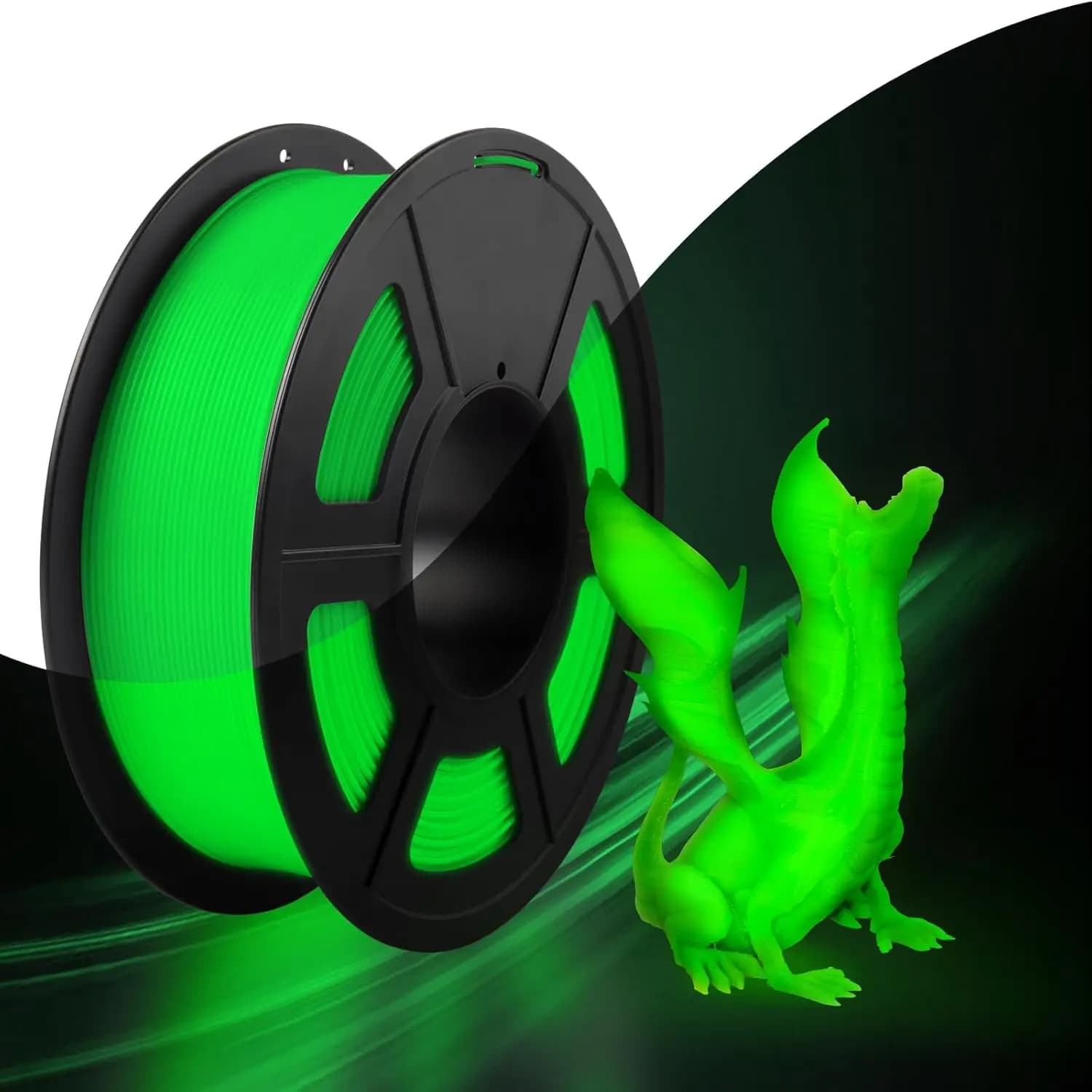 Filament PLA Multicolor Fluorescent, Green, 250G, 1.75 mm, 3D Printer Filament Package