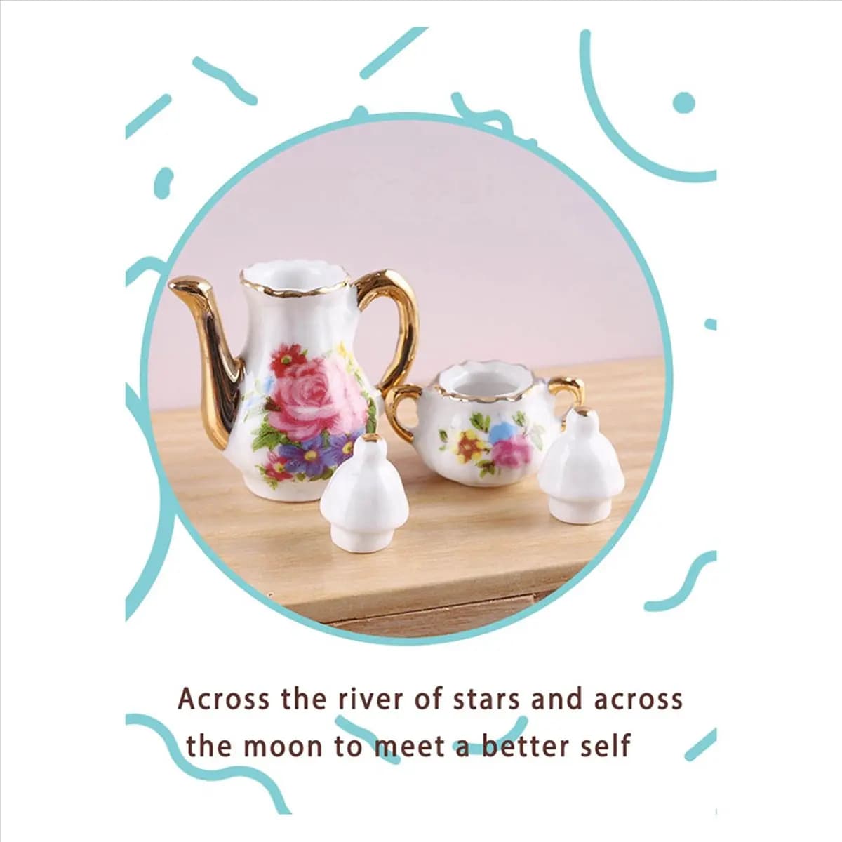【RELAXATION】2X 1:12 Miniature Porcelain Tea Cup Set Ceramic Tableware Teapot Kitchen Dollhouse Accessories Doll House Decor