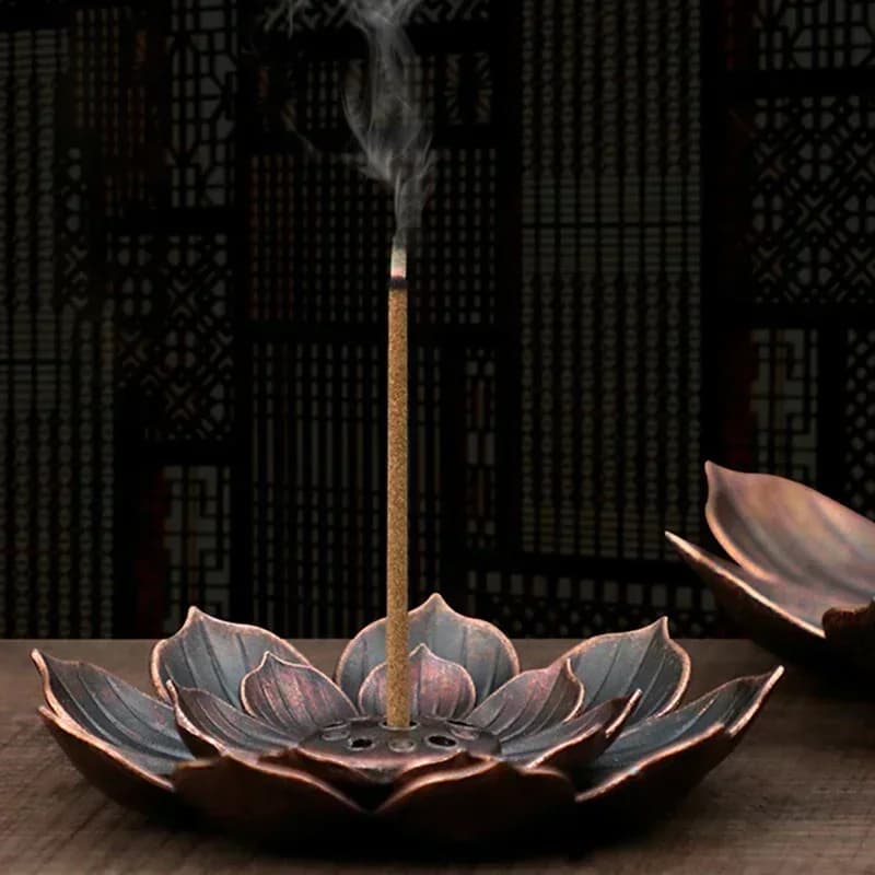 Alloy incense burner 2 in 1 Door incense sticks in metal sandalwood Buddhism Zen Lotus sticks Incensiere Ashtray Nasturtium