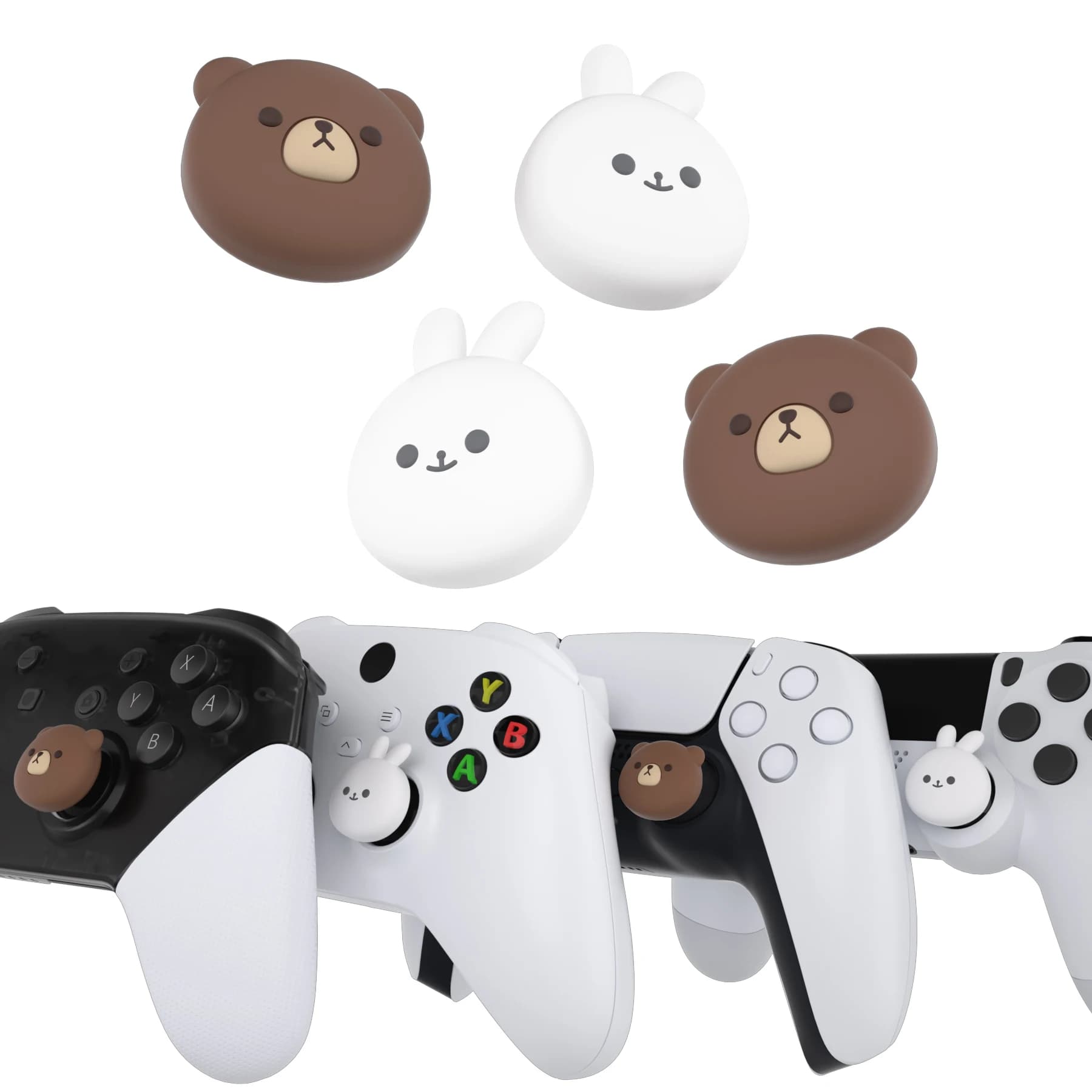 PlayVital Simpatiche impugnature per pollice Copri joystick Cappucci per levetta per PS5/4, per Xbox Series X/S, per Switch Pro - Serie animali