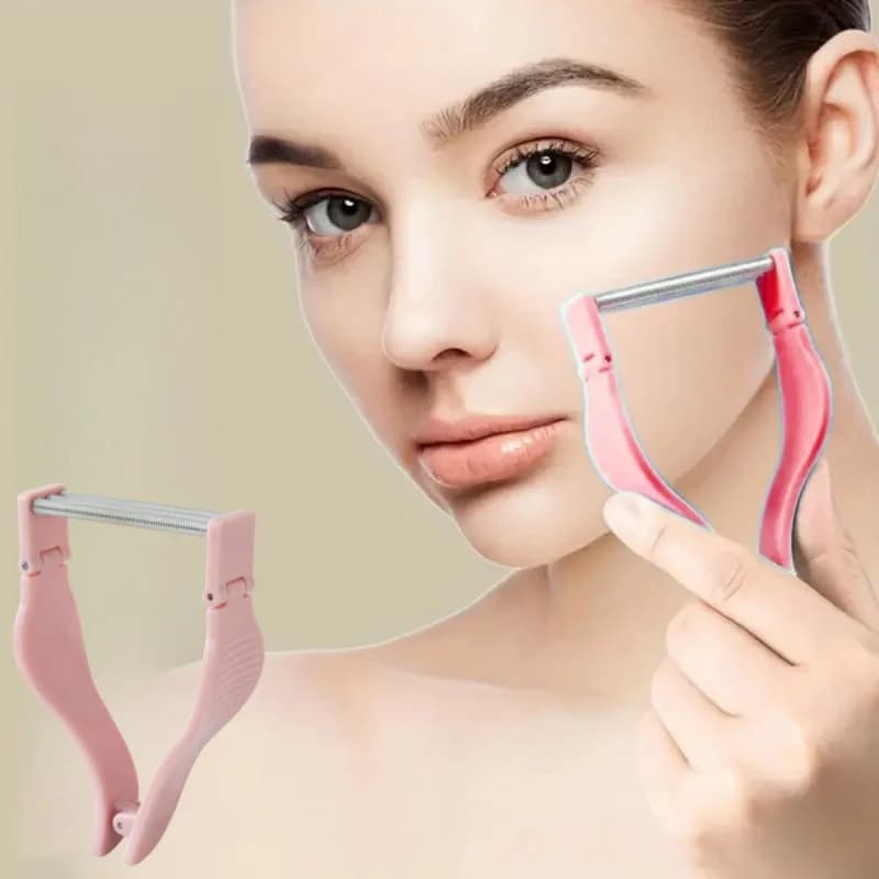 1 pezzo di rimozione dei peli del viso a molla rosa - Rullo in acciaio inossidabile per labbra e viso, strumento per la depilazione del baffi per sopracciglia