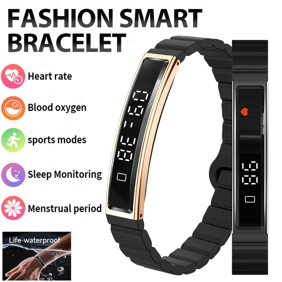 Smartwatch fitness tracker with smart health band with heart rate monitor, blood oxygen, sleep monitor, waterproof pass for women and men