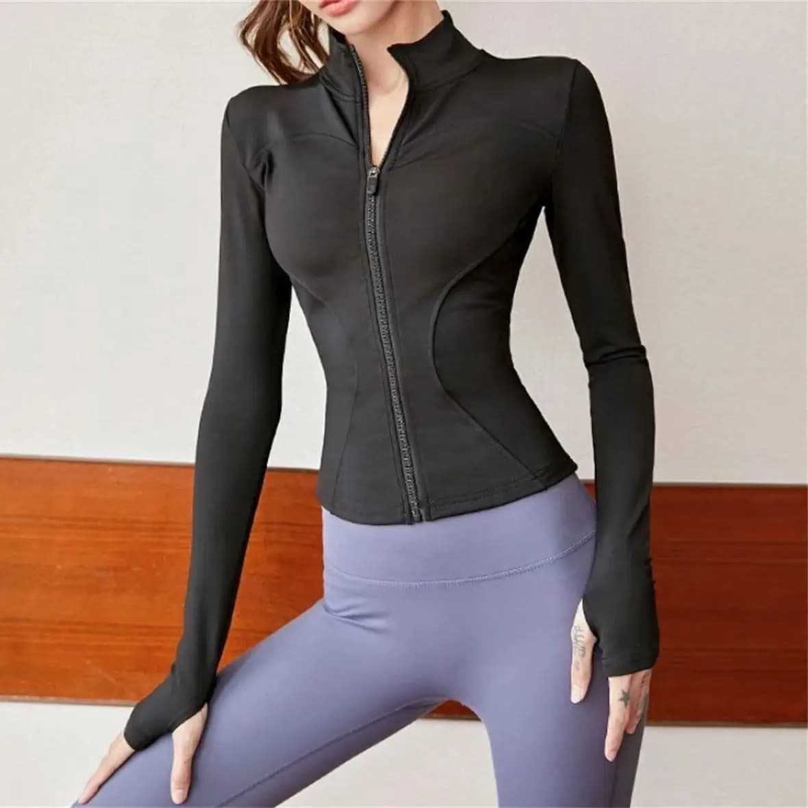 Giacca sportiva da donna a maniche lunghe Primavera Estate Cappotto da allenamento per palestra Yoga Corsa Sport Ciclismo Top Casual Cerniera Outfit Abbigliamento Chic