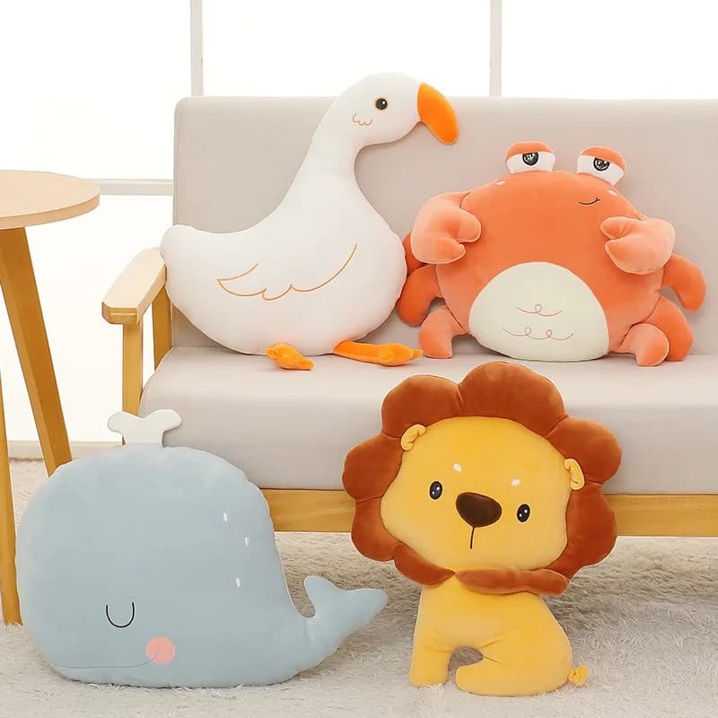 Peluche creativo granchio oca leone balena cartone animato bambola cuscino ufficio divano letto cuscino per bambini amico regalo di compleanno cuscino