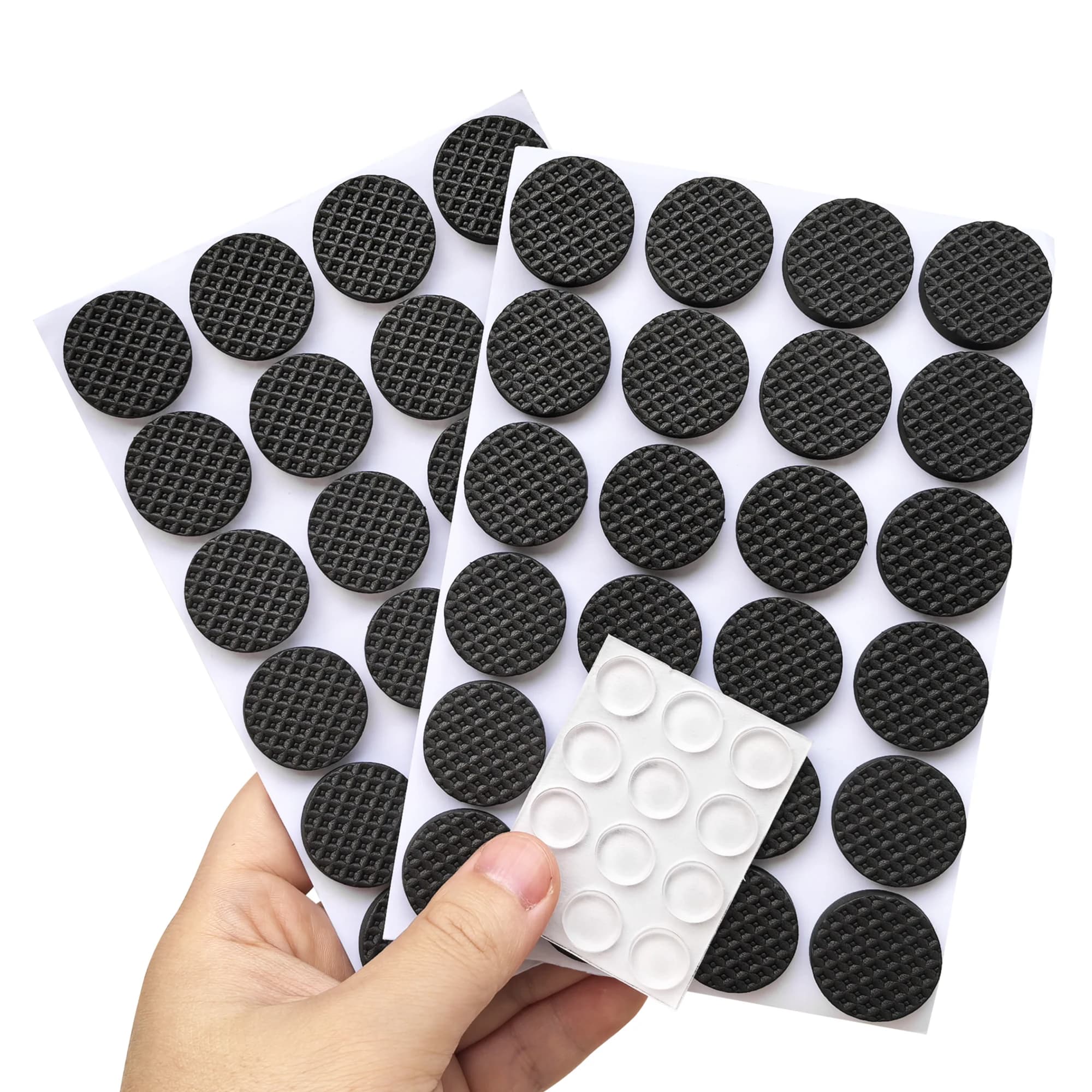60 cuscinetti per mobili protezione per pavimenti 48 pezzi cuscinetti autoadesivi per gambe per sedie in EVA 22/25 mm e 12 cuscinetti trasparenti in silicone 12 mm