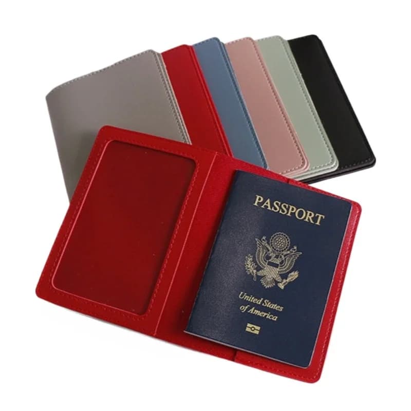 1 pezzo porta passaporto in tinta unita portafoglio da viaggio in pelle PU custodia per passaporto senza lettere protezione per passaporto slot per carte di credito