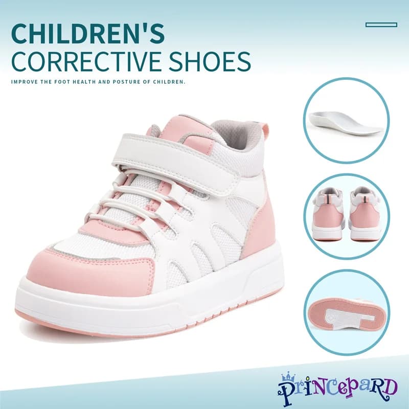 Scarpe da ginnastica per bambini Princepard con supporto per caviglia Scarpe casual ortopediche rosa blu Ragazzi e ragazze con soletta correttiva per piedi piatti