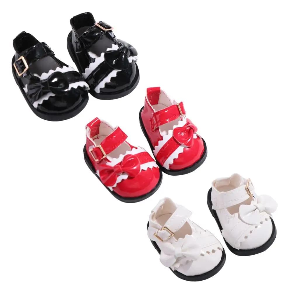 Scarpe in Pelle PU con Fiocco per Bambole, Scarpe in Pelle Fatte a Mano Fai da Te, Stivali per Bambole, 1 Paio di Scarpe e Stivali per Bambole, Giocattoli per Bambini