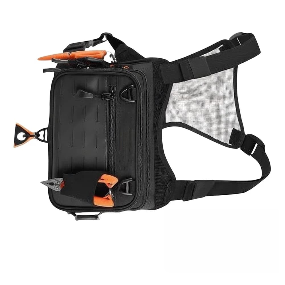 Fly Fishing Chest Pack Backpack Vest with Modular Webbing on Front and Sides for Pliers Scissors Telescopic Buckles