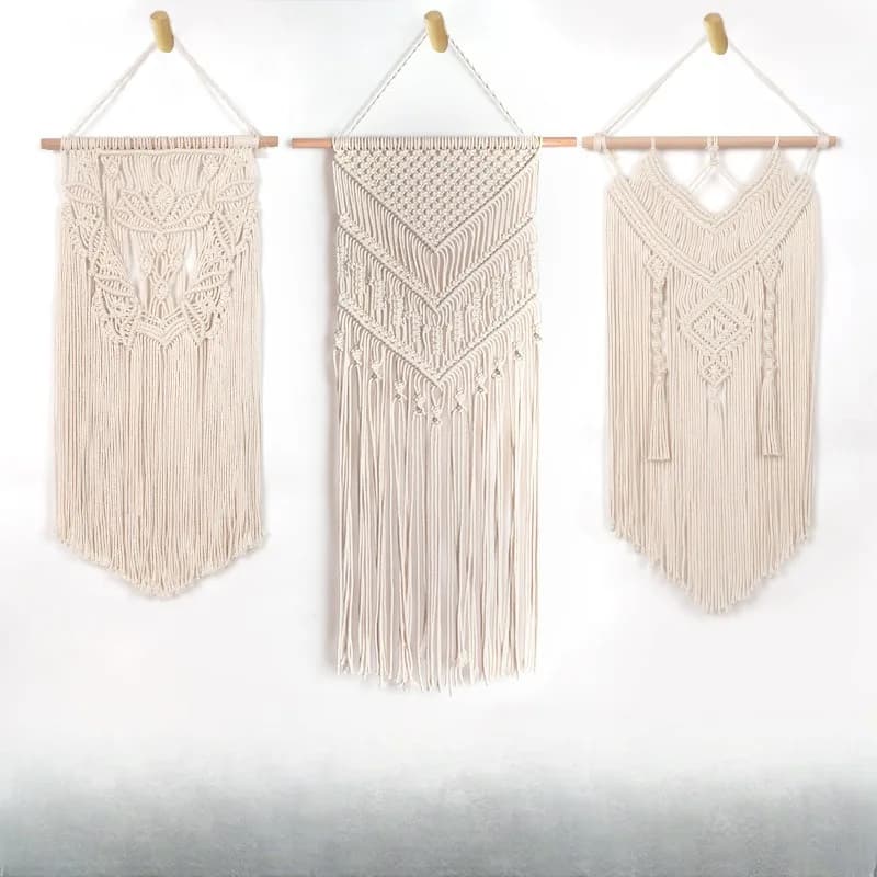 European Bohemian Diy Hand-woven Cotton Rope Tapestry Tassel Home Wall Hanging Decoration
