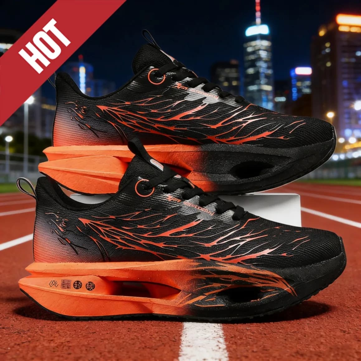 Carbon Plate Running Shoes Men Women Marathon Sports Sneakers Breathable Lightweight Shock Absorbing Non Slip Athletic Shoes