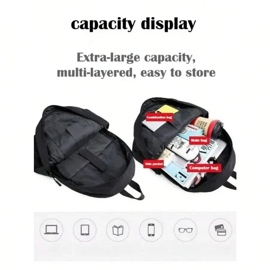 Unisex Large Capacity Laptop Backpack For School Commuting Travel