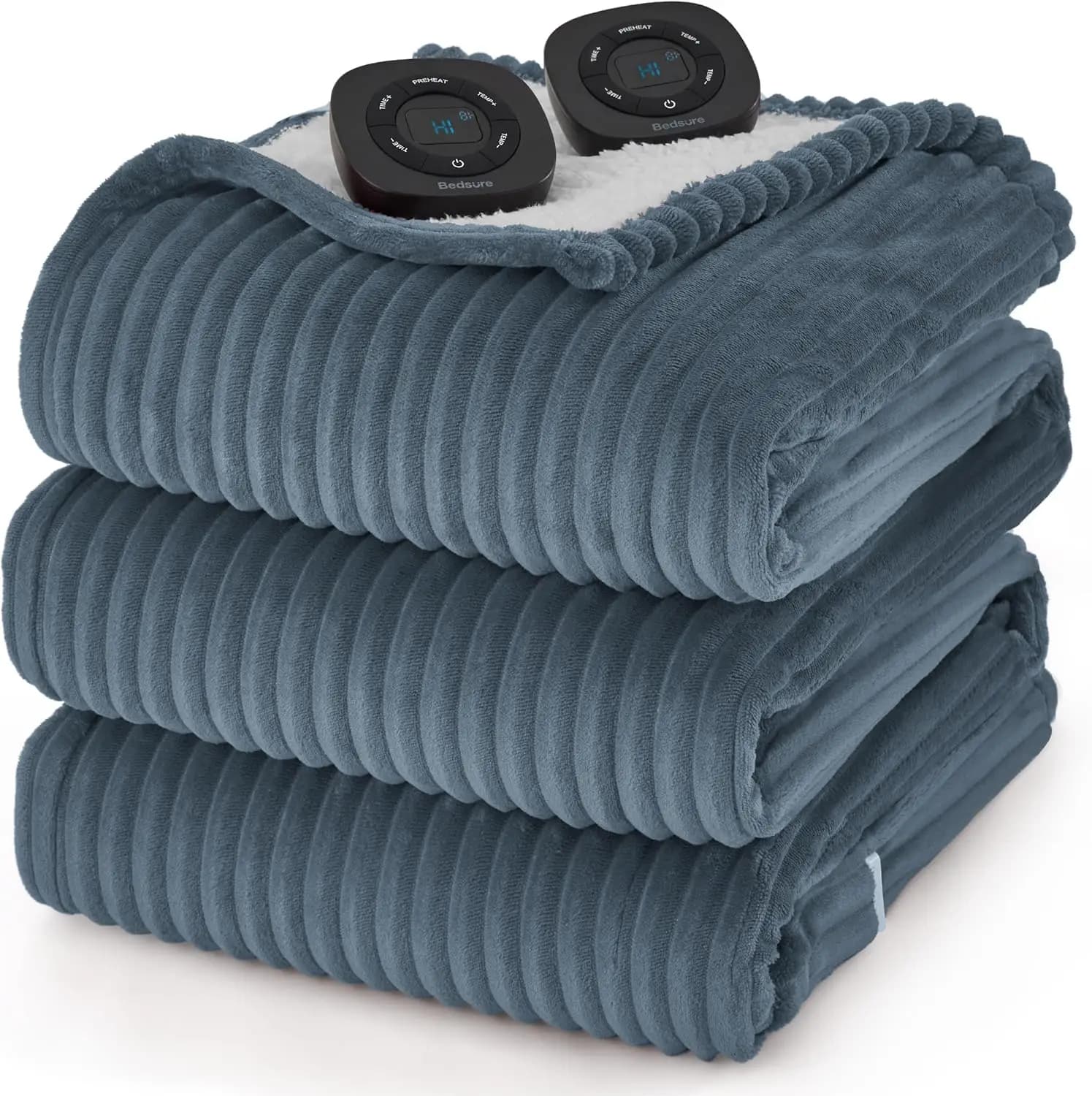 Coperta riscaldata elettrica king size con doppio controllo, 10 impostazioni di calore e tempo, spegnimento automatico - Morbida flanella (90x100 pollici)
