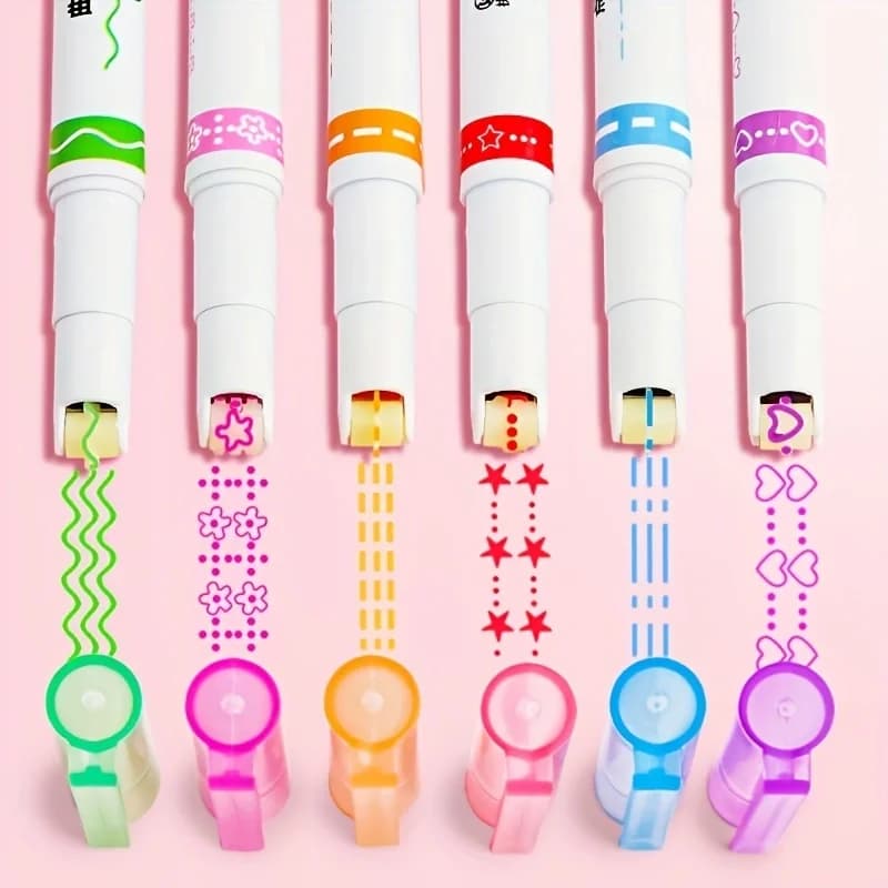 6 pz/set Kawaii Flowers pennarelli evidenziatori a forma di linea Roller Tip Curve Liner Marker per scrivere cancelleria da disegno per diario