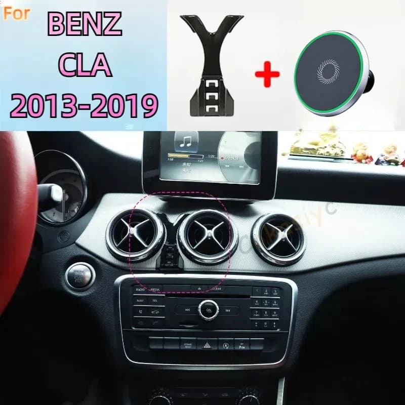 For Mercedes Benz CLA C117 2013-2019 Magnetic Phone Holder 15W Wireless Charging Phone Stand MagSafe Phone Support Custom Base