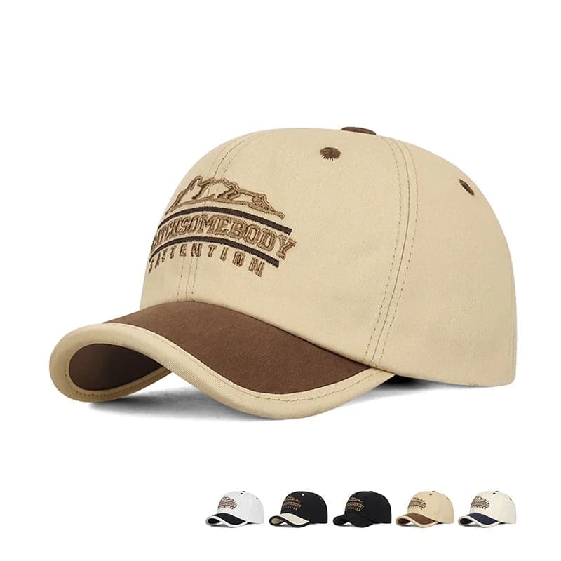 Korean Color Blocked Short Brimmed Baseball Cap Women's Four Seasons New Versatile Duck Tongue Hat Men's Soft Top Visor Hat